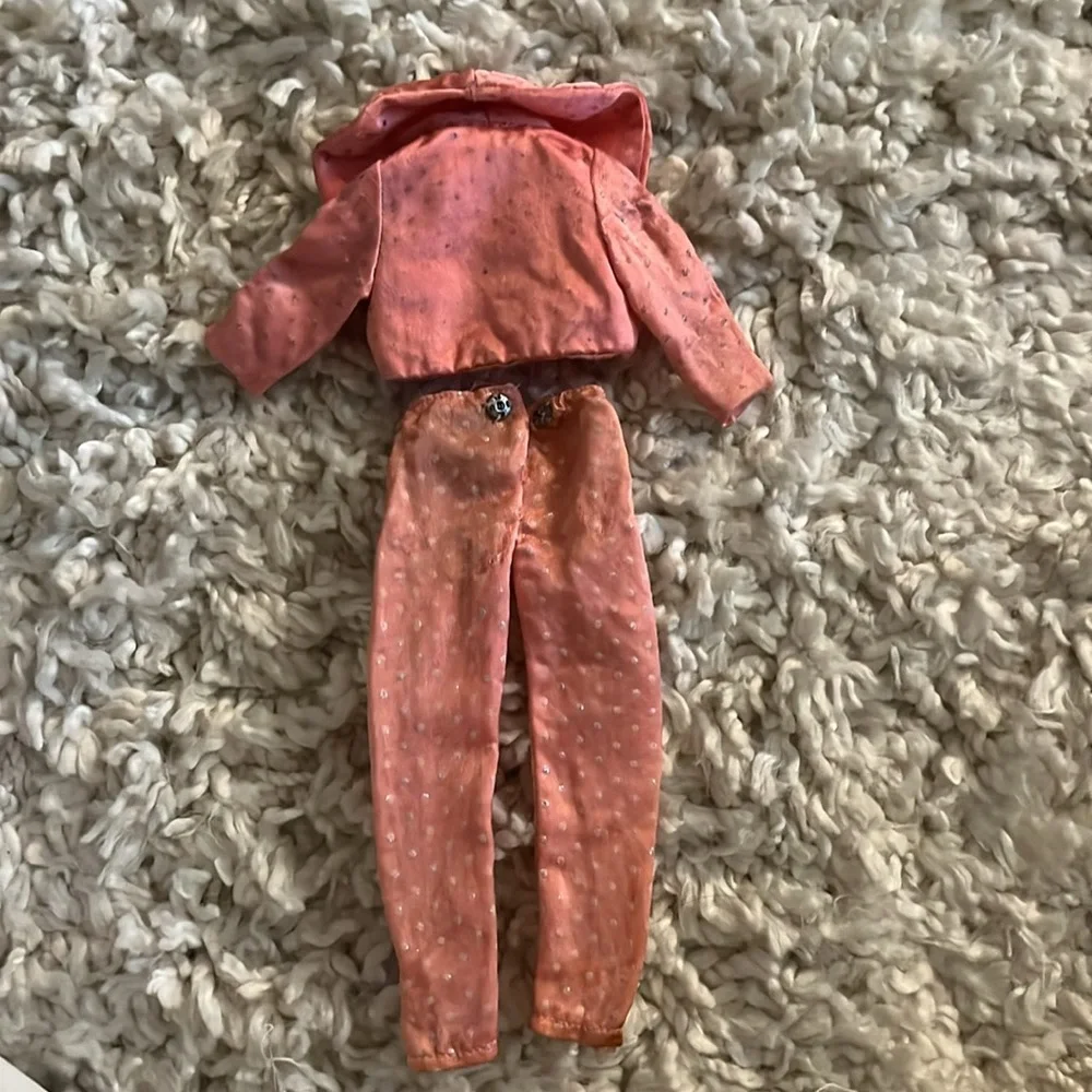 VINTAGE BARBIE MIX & MATCH PAK PINK SATIN BOLERO JACKET AND PANTS WITH GLITTER - Picture 4 of 4